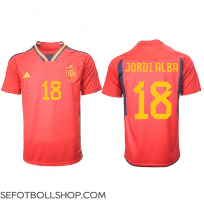 Billiga Spanien Jordi Alba #18 Hemma fotbollskläder VM 2022 Kortärmad